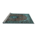 Sideview of Machine Washable Medallion Light Blue Traditional Rug, wshtr2787lblu