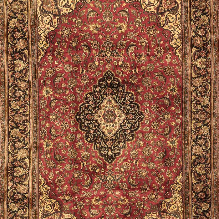 Machine Washable Medallion Brown Traditional Rug, wshtr2787brn