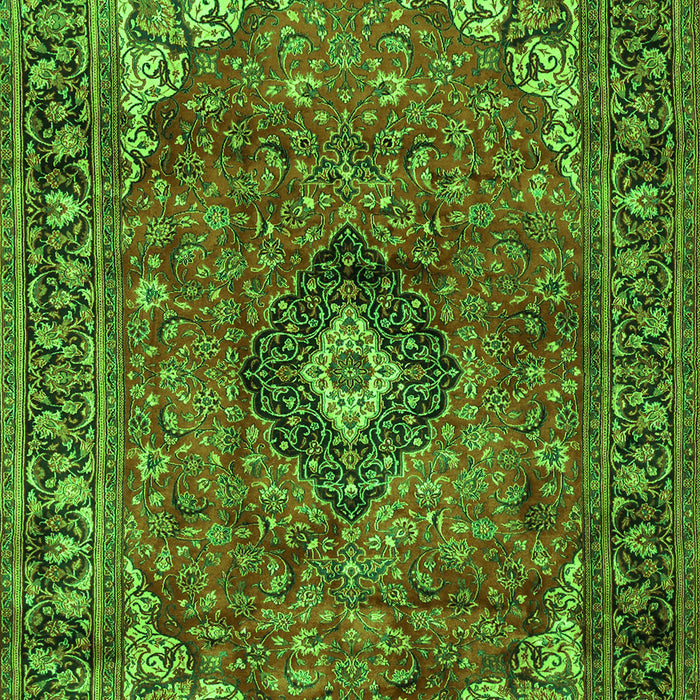 Serging Thickness of Machine Washable Medallion Green Traditional Area Rugs, wshtr2787grn