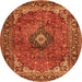 Machine Washable Medallion Orange Traditional Area Rugs, wshtr2787org