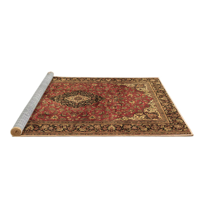 Sideview of Machine Washable Medallion Brown Traditional Rug, wshtr2787brn