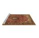 Sideview of Machine Washable Medallion Brown Traditional Rug, wshtr2787brn