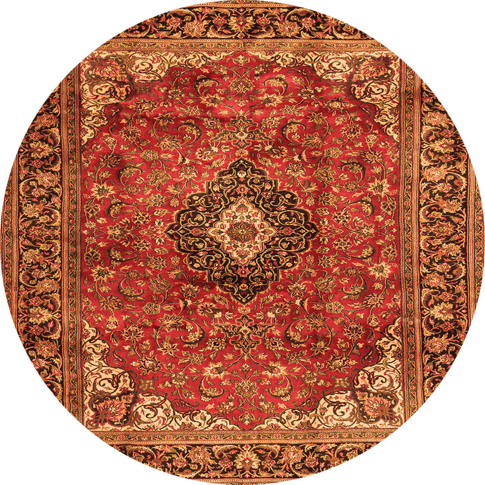 Square Medallion Orange Traditional Rug, tr2787org