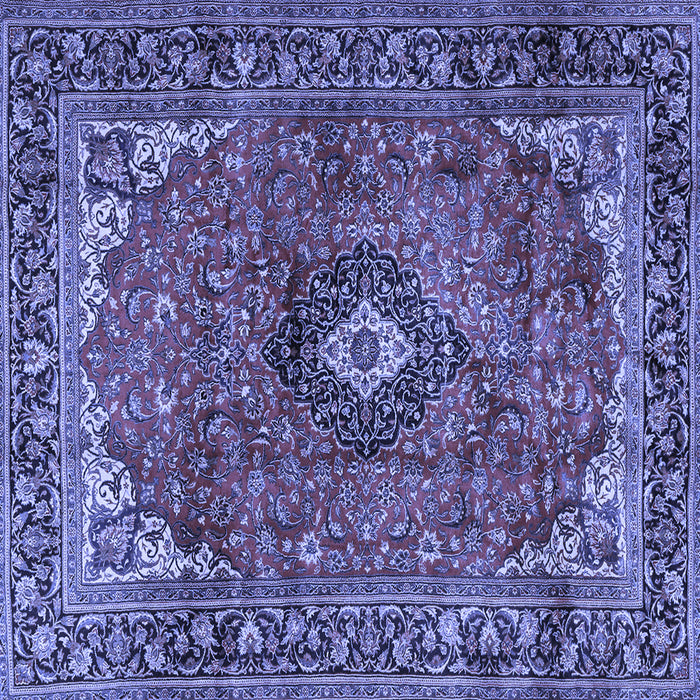 Square Machine Washable Medallion Blue Traditional Rug, wshtr2787blu