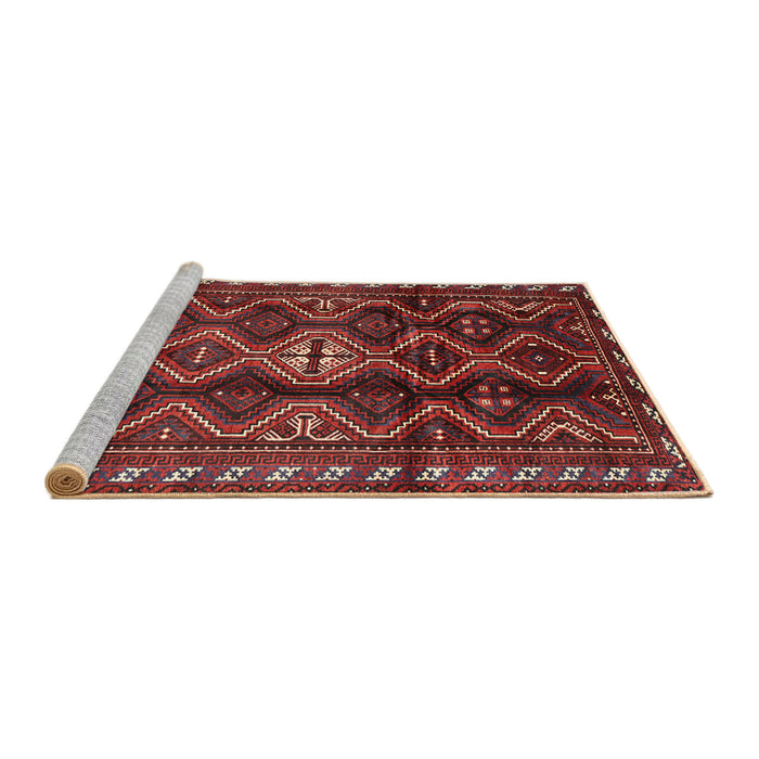 Sideview of Machine Washable Traditional Chestnut Brown Rug, wshtr2788