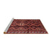 Sideview of Machine Washable Traditional Chestnut Brown Rug, wshtr2788