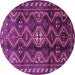 Round Machine Washable Persian Purple Traditional Area Rugs, wshtr2788pur