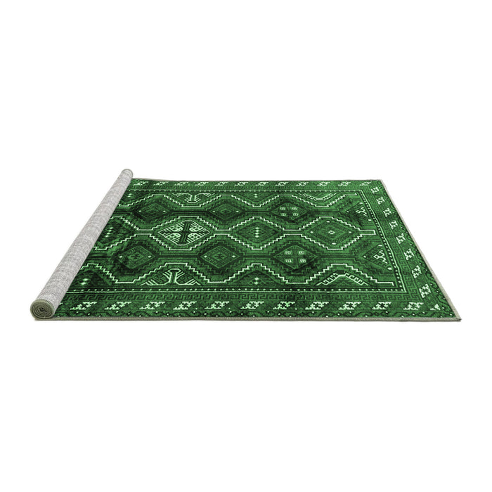 Sideview of Machine Washable Persian Emerald Green Traditional Area Rugs, wshtr2788emgrn