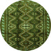 Square Persian Green Traditional Rug, tr2788grn
