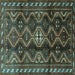 Square Machine Washable Persian Turquoise Traditional Area Rugs, wshtr2788turq