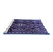 Sideview of Machine Washable Persian Blue Traditional Rug, wshtr2788blu