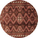 Round Machine Washable Persian Brown Traditional Rug, wshtr2788brn