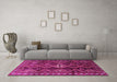 Machine Washable Persian Pink Traditional Rug in a Living Room, wshtr2788pnk