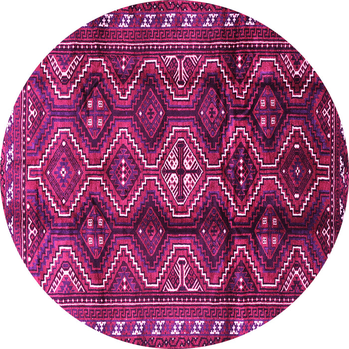 Round Machine Washable Persian Pink Traditional Rug, wshtr2788pnk