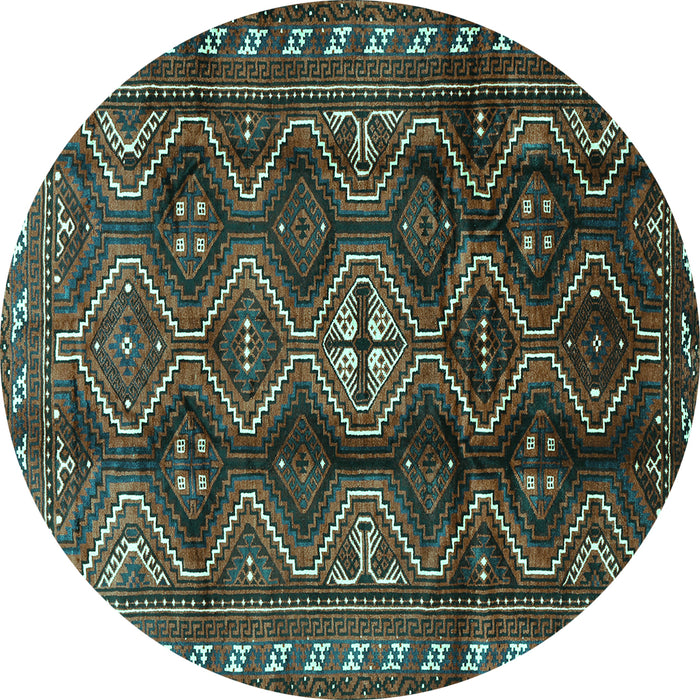 Round Machine Washable Persian Turquoise Traditional Area Rugs, wshtr2788turq