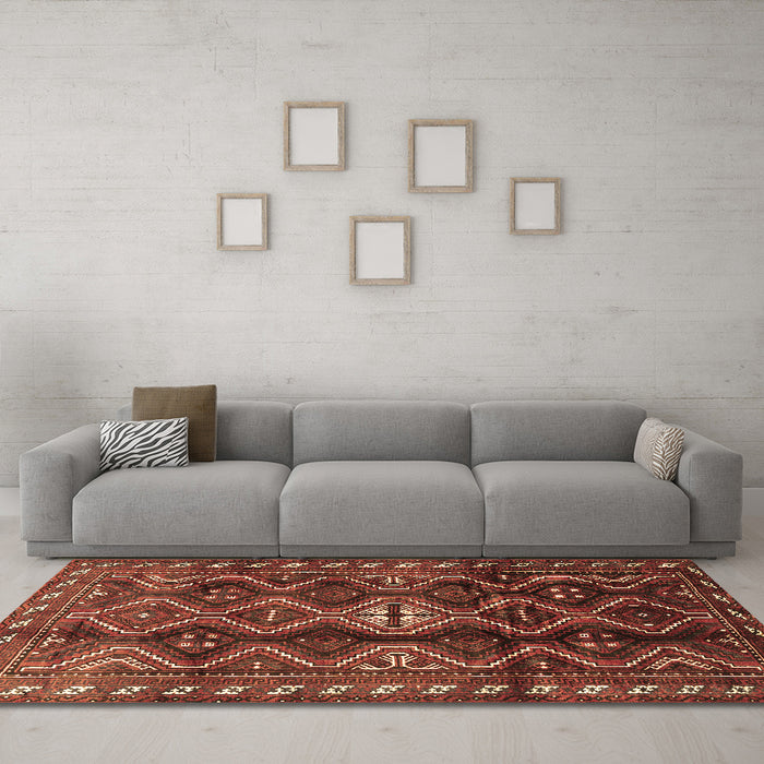 Machine Washable Persian Brown Traditional Rug in a Living Room,, wshtr2788brn