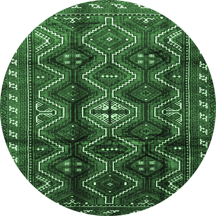 Round Persian Emerald Green Traditional Rug, tr2788emgrn