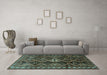 Machine Washable Persian Turquoise Traditional Area Rugs in a Living Room,, wshtr2788turq