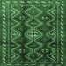 Square Machine Washable Persian Emerald Green Traditional Area Rugs, wshtr2788emgrn