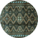 Round Persian Turquoise Traditional Rug, tr2788turq