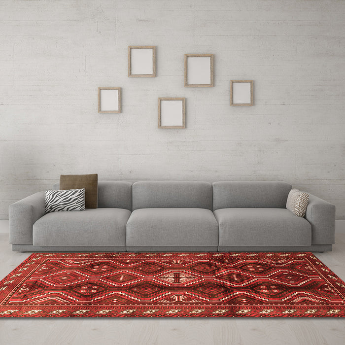 Machine Washable Persian Orange Traditional Area Rugs in a Living Room, wshtr2788org