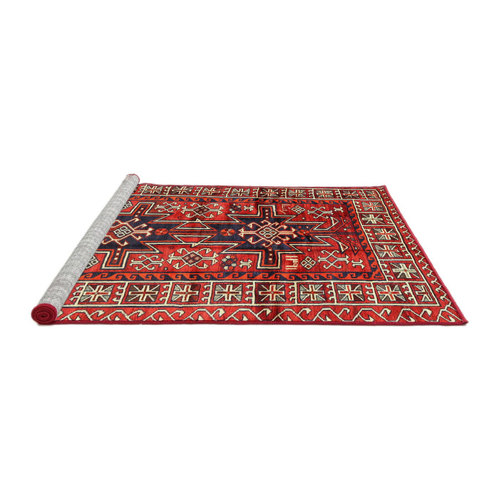 Sideview of Machine Washable Traditional Dark Almond Brown Rug, wshtr2789