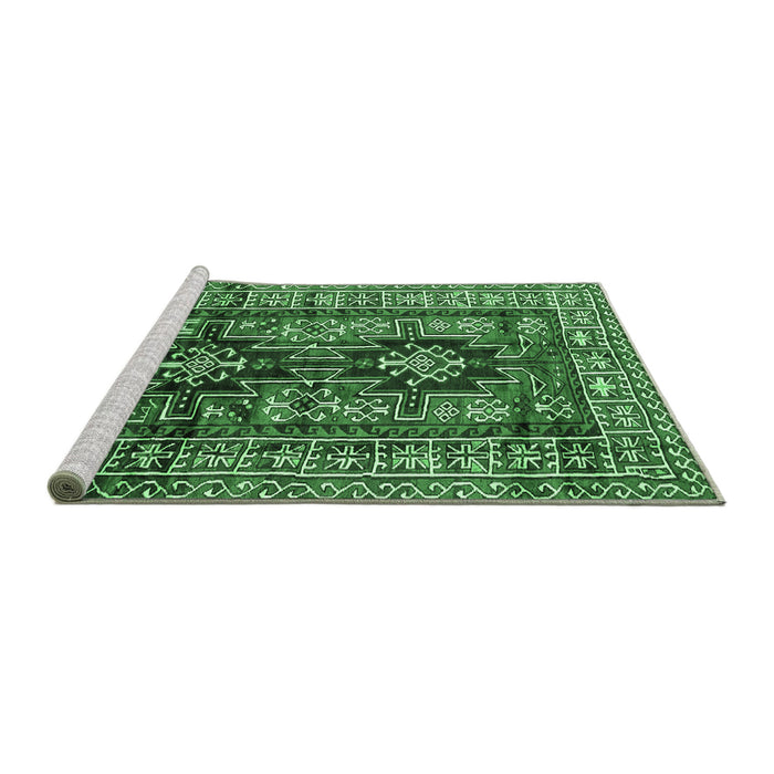 Sideview of Machine Washable Persian Emerald Green Traditional Area Rugs, wshtr2789emgrn
