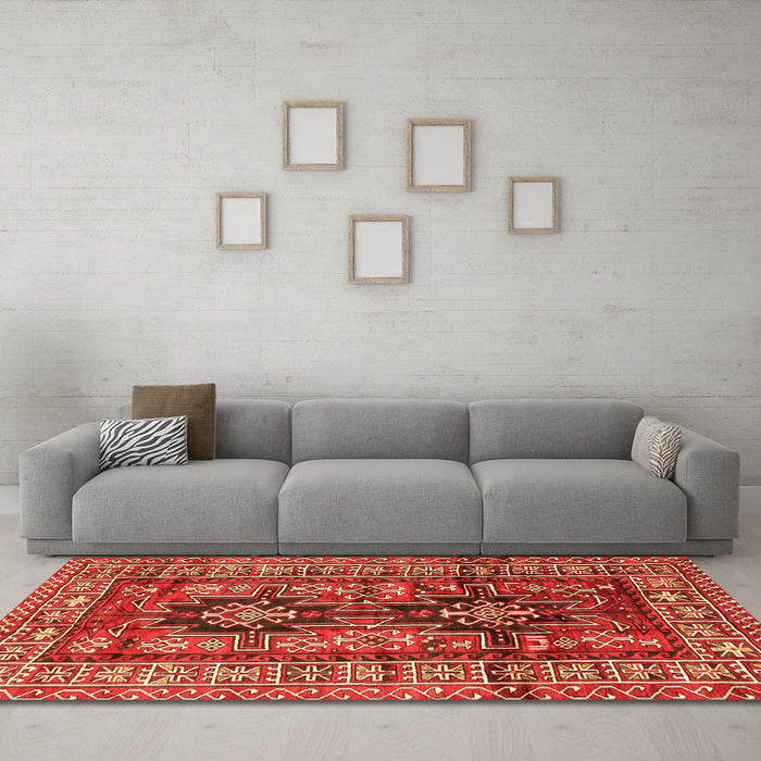 Machine Washable Persian Orange Traditional Area Rugs in a Living Room, wshtr2789org