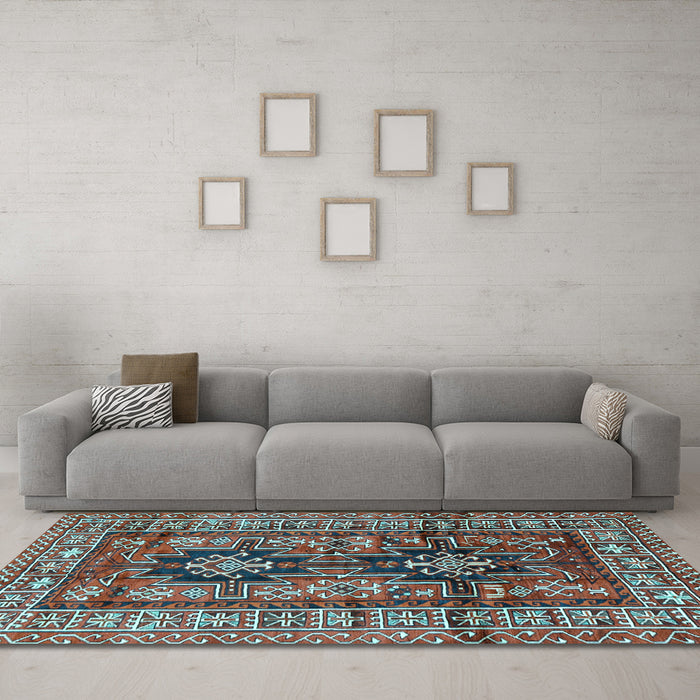 Machine Washable Persian Light Blue Traditional Rug in a Living Room, wshtr2789lblu