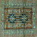 Square Machine Washable Persian Turquoise Traditional Area Rugs, wshtr2789turq