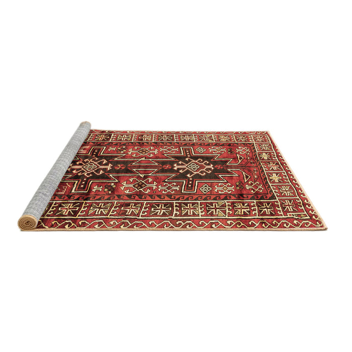 Sideview of Machine Washable Persian Brown Traditional Rug, wshtr2789brn