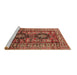 Sideview of Machine Washable Persian Brown Traditional Rug, wshtr2789brn