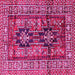 Square Machine Washable Persian Pink Traditional Rug, wshtr2789pnk