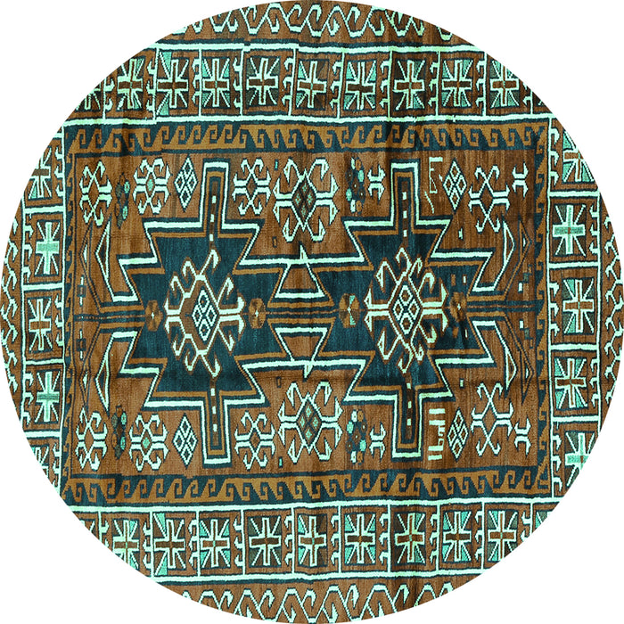 Round Machine Washable Persian Turquoise Traditional Area Rugs, wshtr2789turq