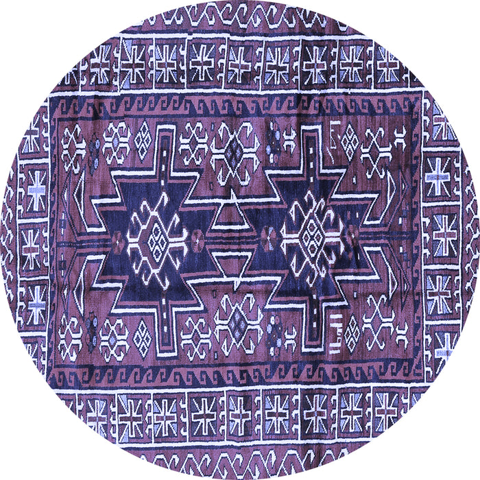 Round Machine Washable Persian Blue Traditional Rug, wshtr2789blu