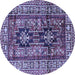 Round Machine Washable Persian Blue Traditional Rug, wshtr2789blu