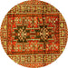 Round Machine Washable Persian Yellow Traditional Rug, wshtr2789yw