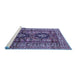 Sideview of Machine Washable Persian Blue Traditional Rug, wshtr2789blu