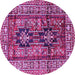 Round Machine Washable Persian Purple Traditional Area Rugs, wshtr2789pur