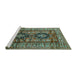 Sideview of Machine Washable Persian Turquoise Traditional Area Rugs, wshtr2789turq