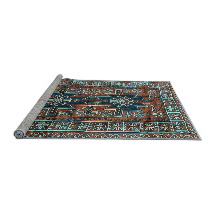 Sideview of Machine Washable Persian Light Blue Traditional Rug, wshtr2789lblu