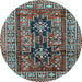 Round Machine Washable Persian Light Blue Traditional Rug, wshtr2789lblu