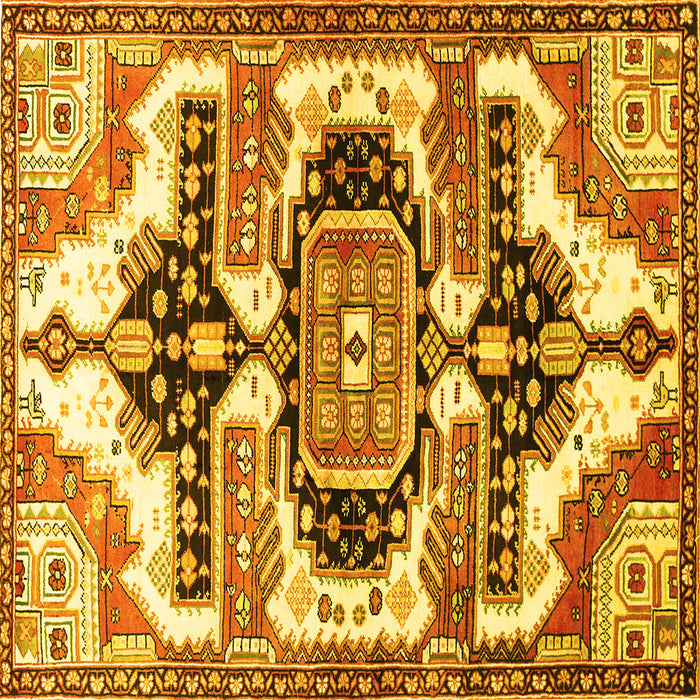 Square Machine Washable Persian Yellow Traditional Rug, wshtr278yw