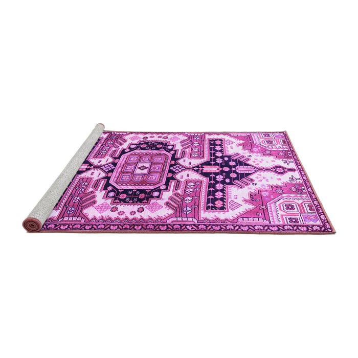 Sideview of Machine Washable Persian Purple Traditional Area Rugs, wshtr278pur