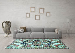 Machine Washable Persian Light Blue Traditional Rug in a Living Room, wshtr278lblu