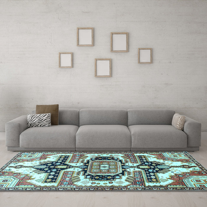 Machine Washable Persian Light Blue Traditional Rug in a Living Room, wshtr278lblu