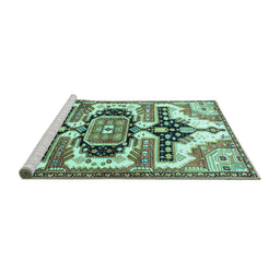 Sideview of Machine Washable Persian Turquoise Traditional Area Rugs, wshtr278turq