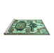 Sideview of Machine Washable Persian Turquoise Traditional Area Rugs, wshtr278turq