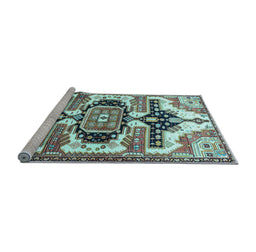 Sideview of Machine Washable Persian Light Blue Traditional Rug, wshtr278lblu