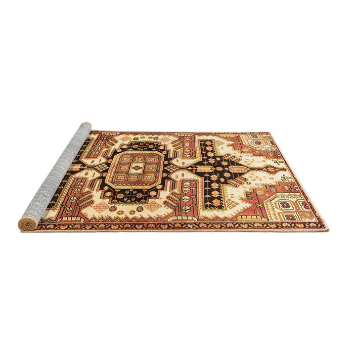 Sideview of Machine Washable Persian Brown Traditional Rug, wshtr278brn